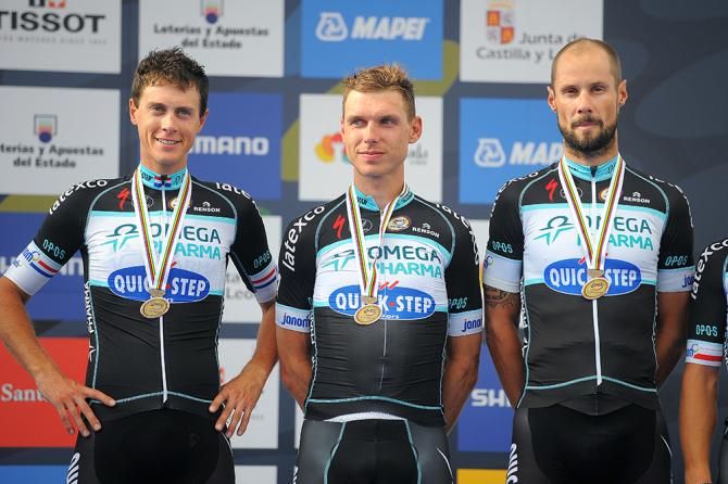 Tony Martin (middle) on the podium