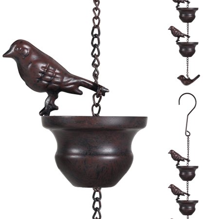 Lzvxtym Bird Rain Chains 7.87ft Iron Rain Catcher Chain for Gutters Outdoor Decorative Hanging Chain With Relaxing Wat