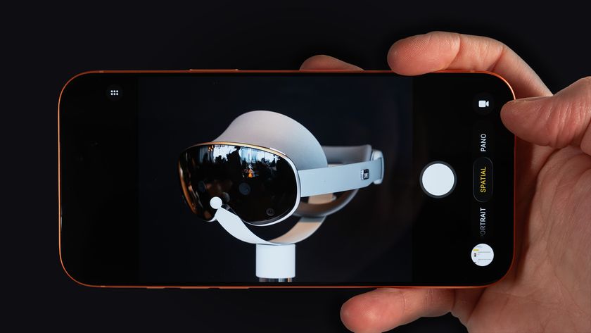 Taking a photo of a Samsung Galaxy XR with an iPhone 17 Pro Max using the spatial camera mode