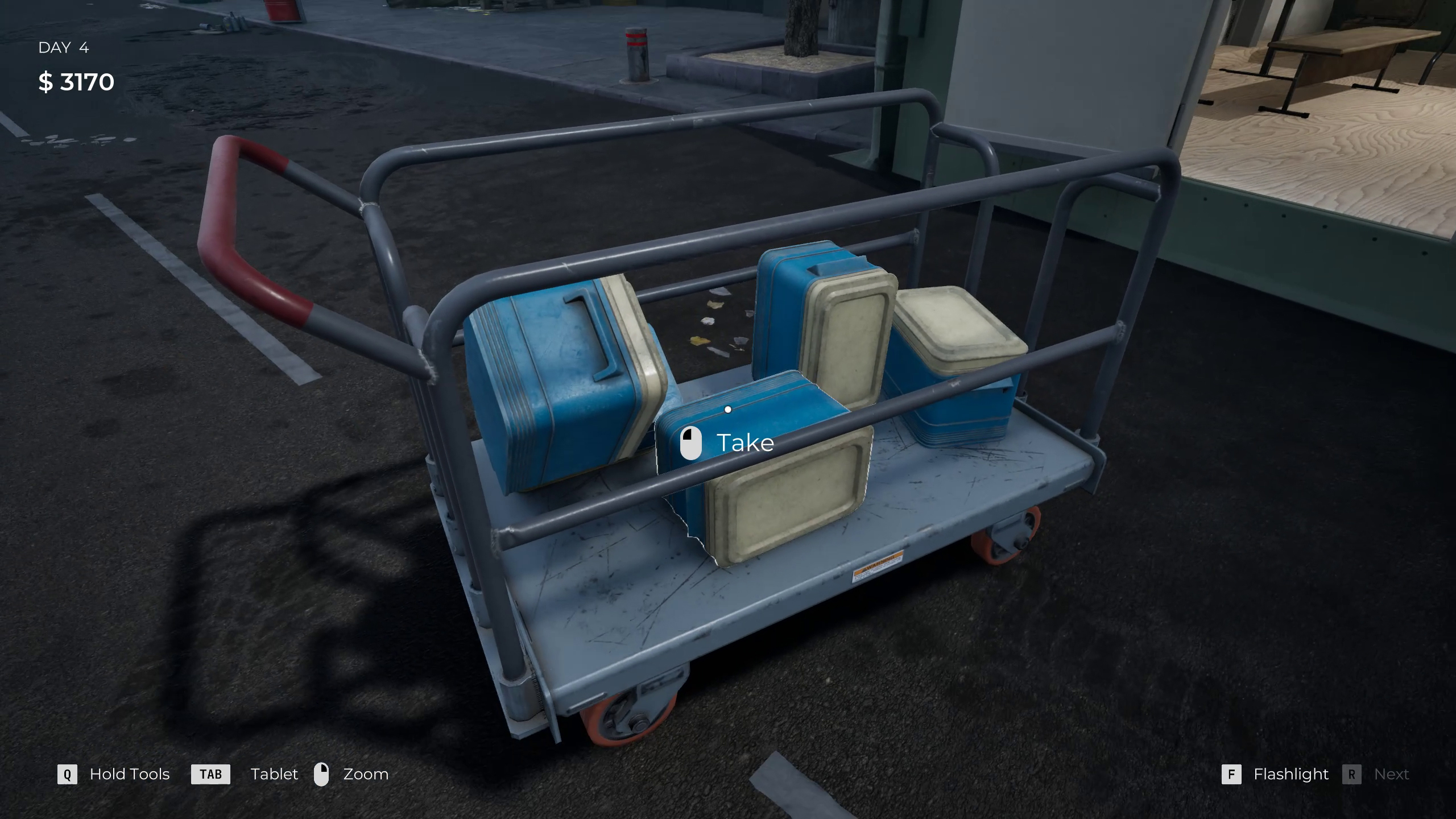 A cart filled with boxes of food