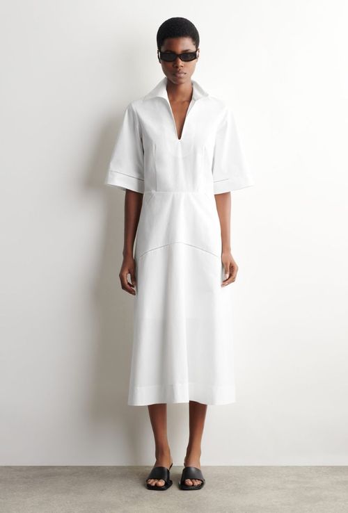 Embroidered Pima Cotton Midi Dress
