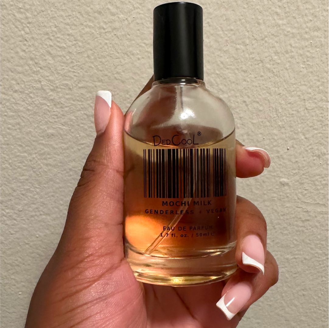 Ariel Baker testing Mochi Milk Eau De Parfum