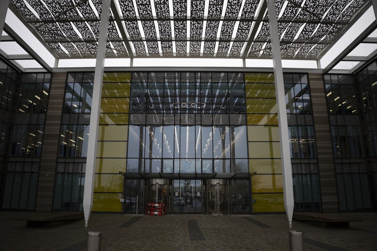 A large modern office building