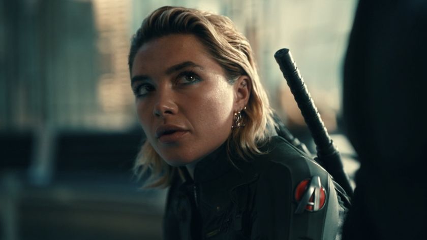 Yelena in her New Avengers uniform looking annoyed in the credits scene of Thunderbolts*.