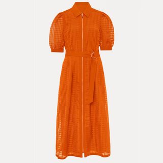 Phase Eight Carey orange check textured midi dress