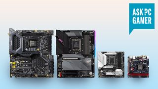 A lineup of motherboards of different specifications.