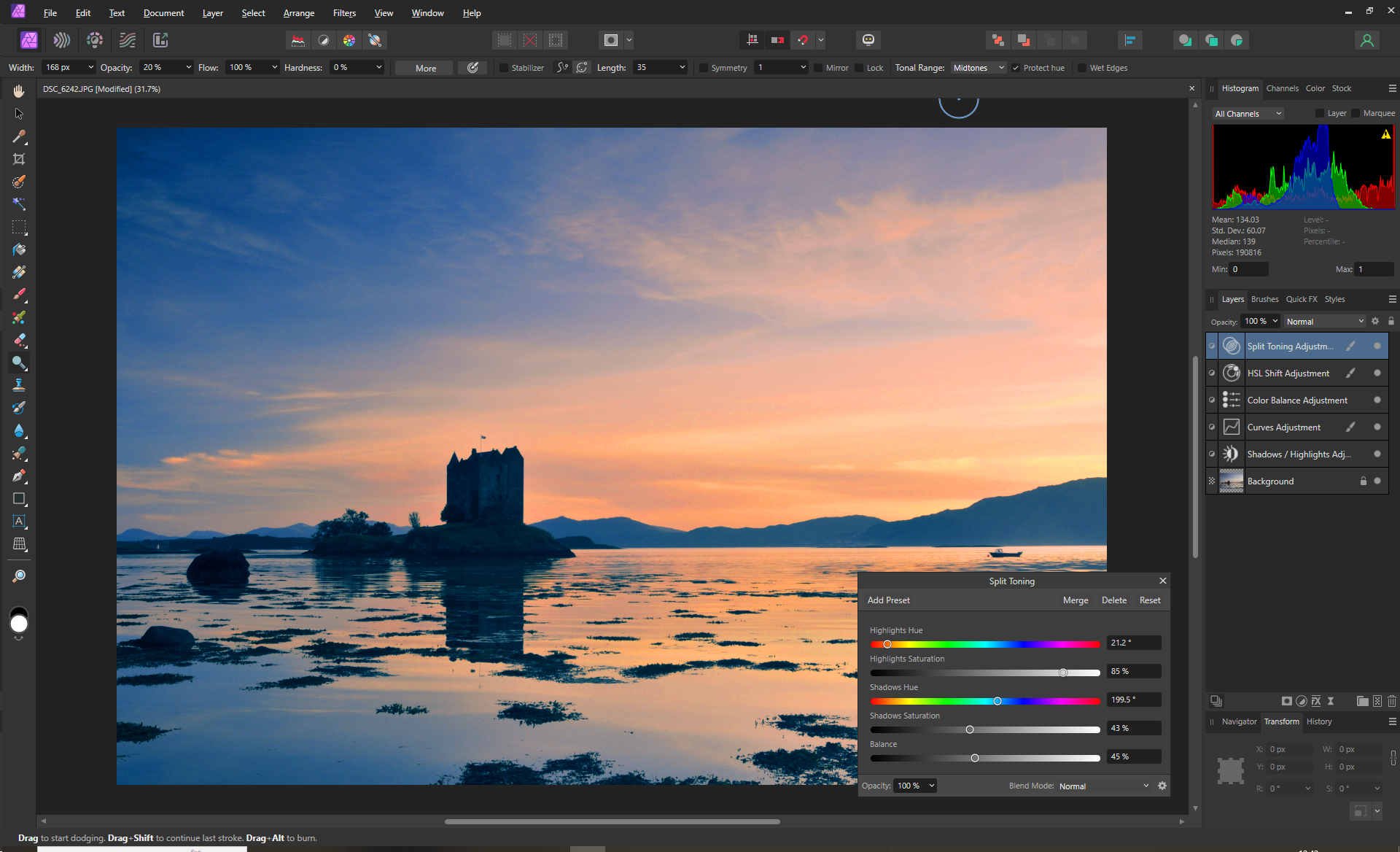 Use a split-toning adjustment layer for more drama
