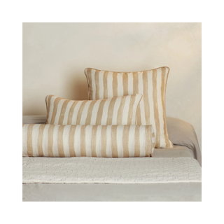 Painterly striped linen long bolster pillow