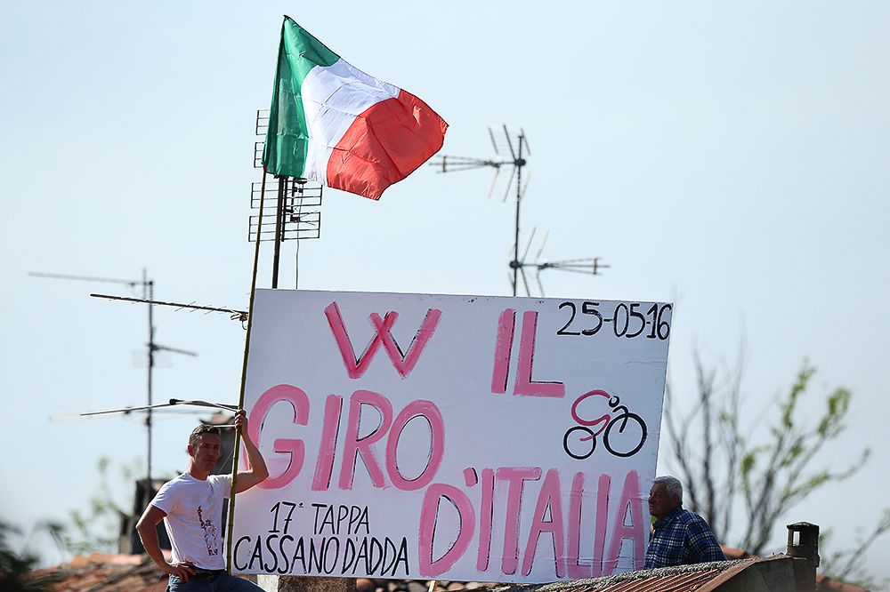 Fans along the stage 17 route at the Giro