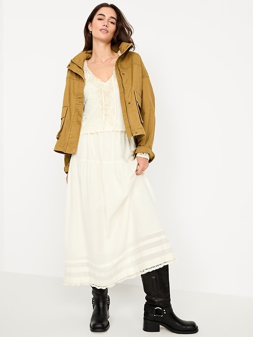 High-Waisted Tiered A-Line Maxi Skirt