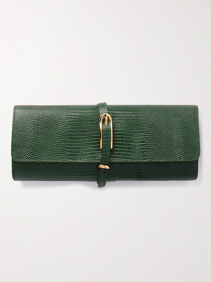 LIFFNER, Belted Lizard-Effect Leather Clutch