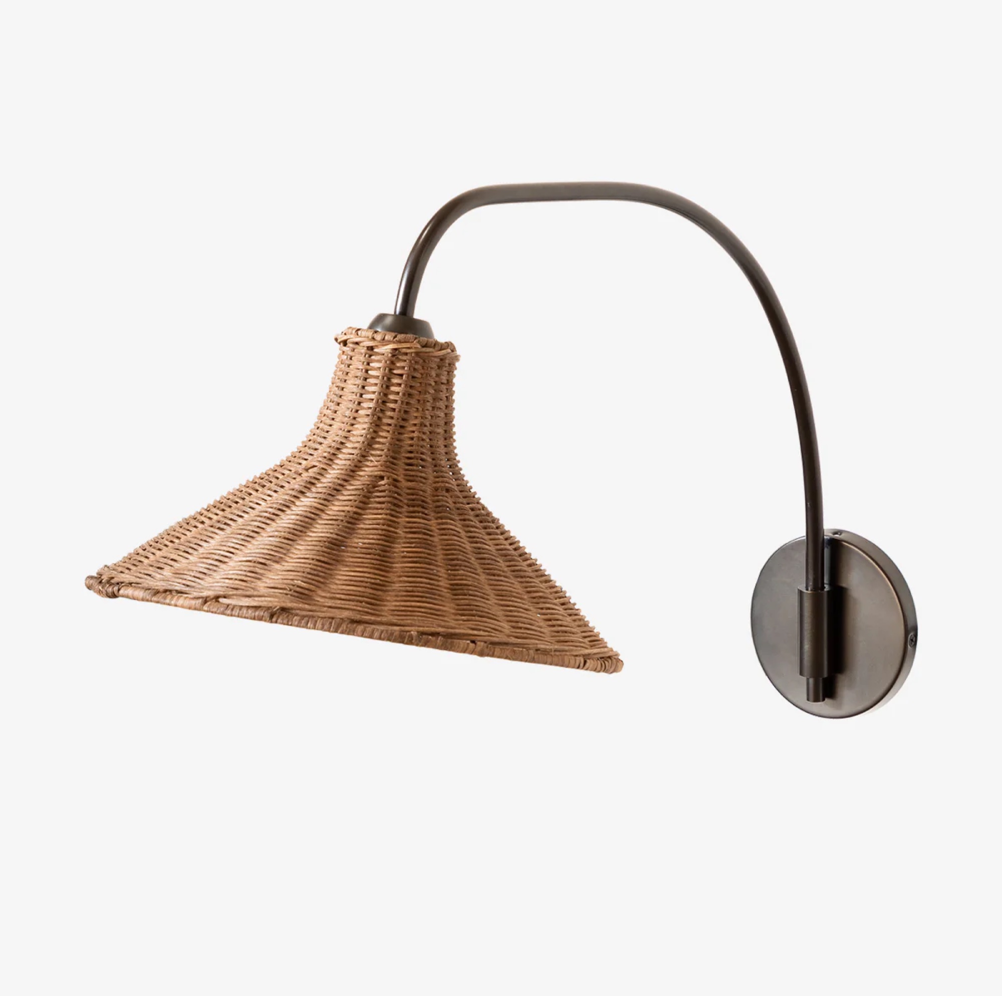 wicker wall sconce in bedroom by McGee & Co