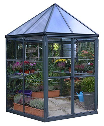 Palram - Canopia Oasis Hex 7' X 8' Polycarbonate Aluminum Greenhouse, Gray