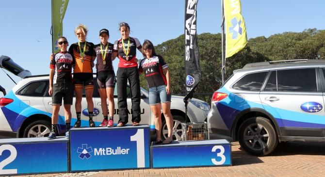 Elite women's podium at the Mt. Buller cross country