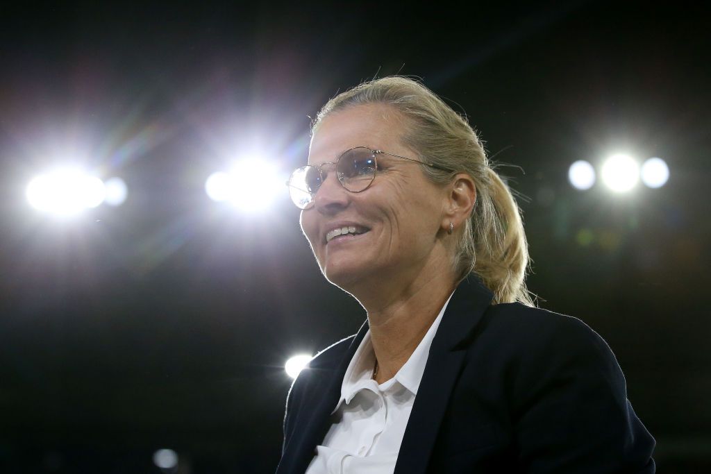 Sarina Wiegman, Manager of England looks on after their sides victory during the UEFA Women&#039;s Euro 2022 Semi Final match between England and Sweden at Bramall Lane on July 26, 2022 in Sheffield, England. 