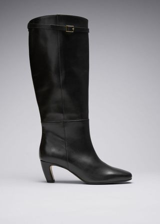 Buckled Leather Knee Boots