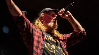 Tomas Lindberg singing on stage