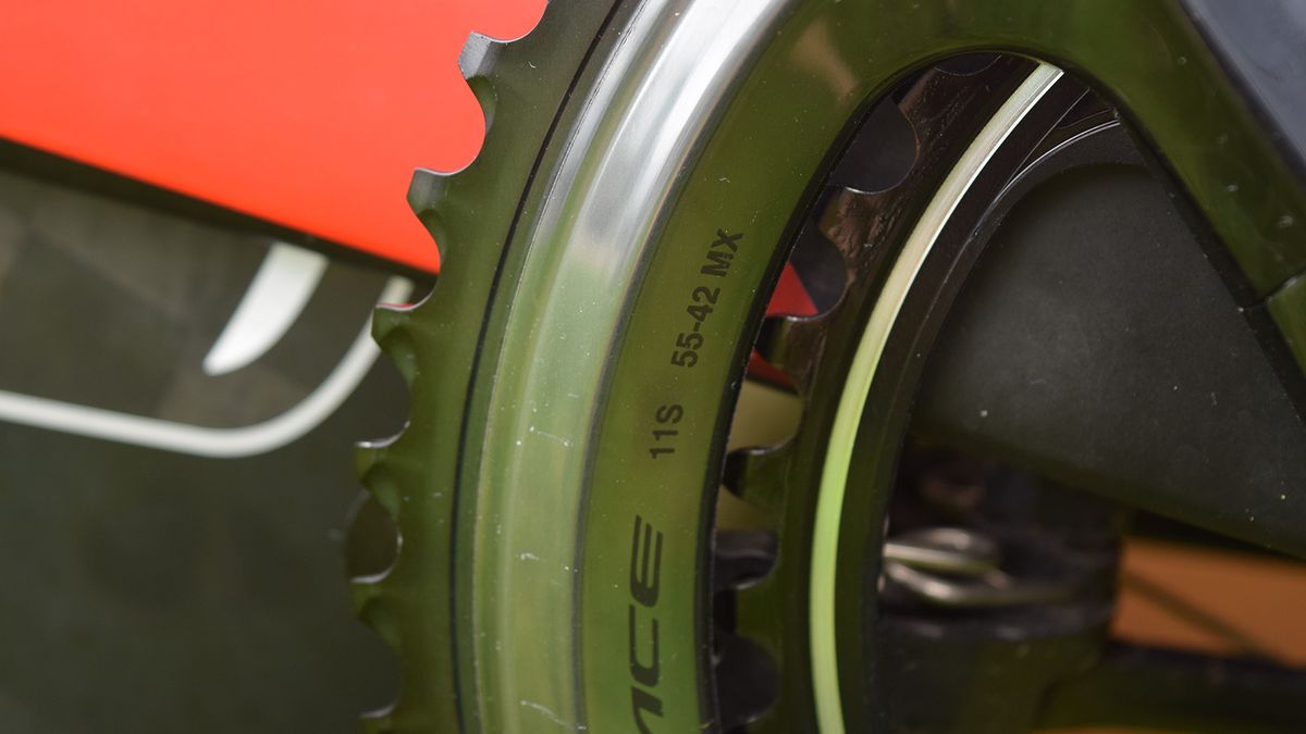 Tom Dumoulin opts for 55/42 chainrings although the Dutchman ran a 56/39 combination at the world championships