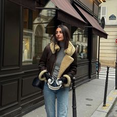 Salome Mory in a shearling Acne Studios jacket