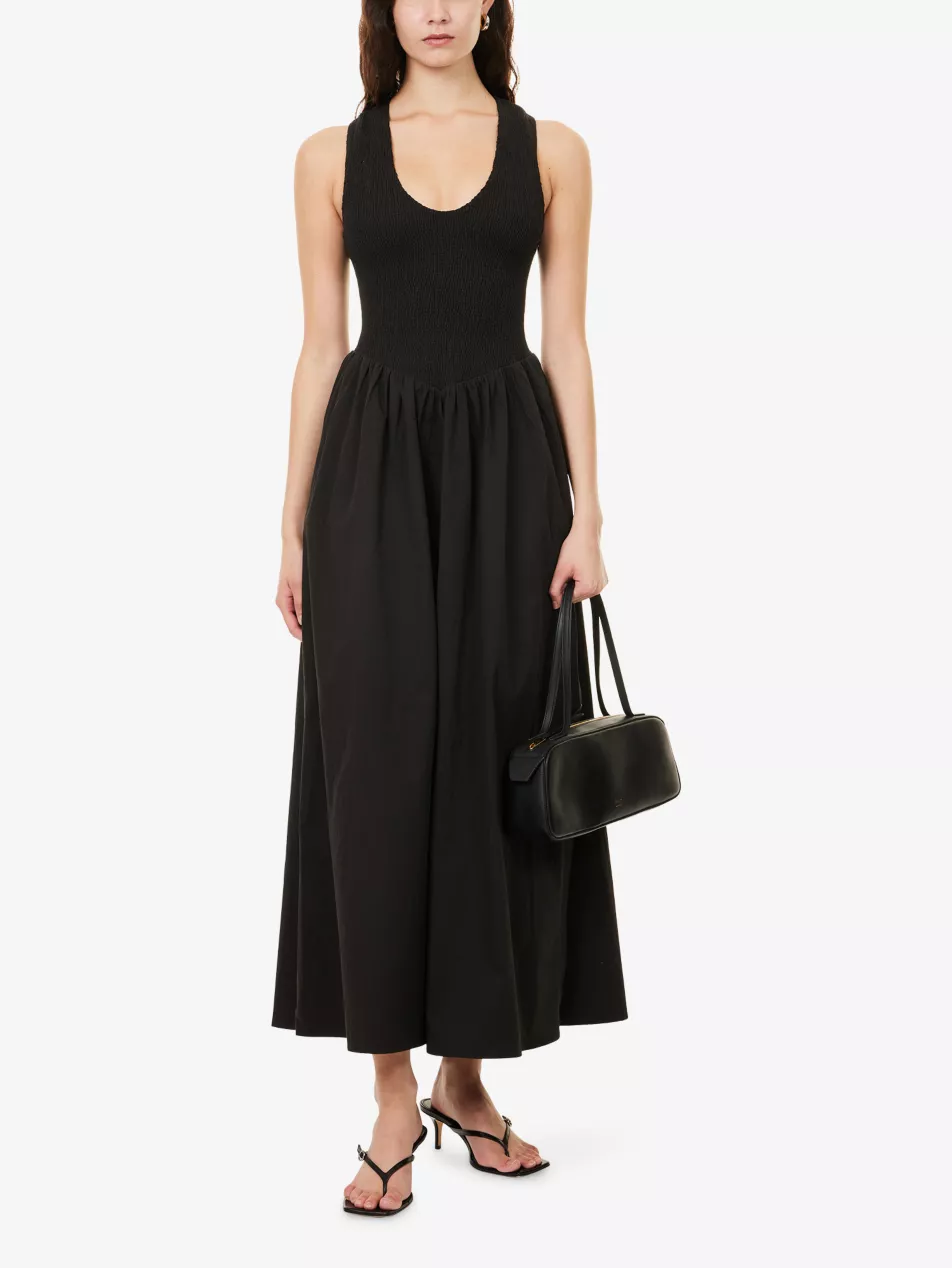 Florence Shirred Cotton Midi Dress