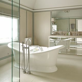 elegant bathroom with contemporary rolltop bath