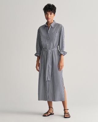 Striped Poplin Shirt Dress
