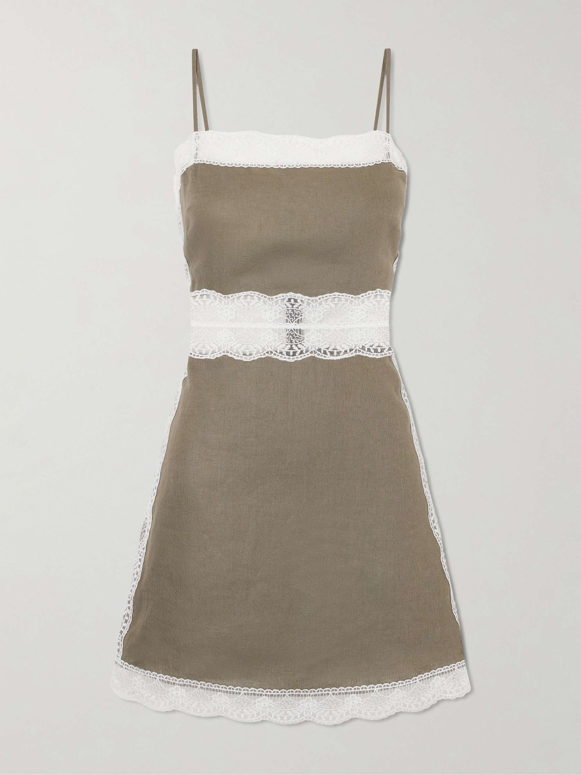 Amalina Lace-Trimmed Linen Mini Dress