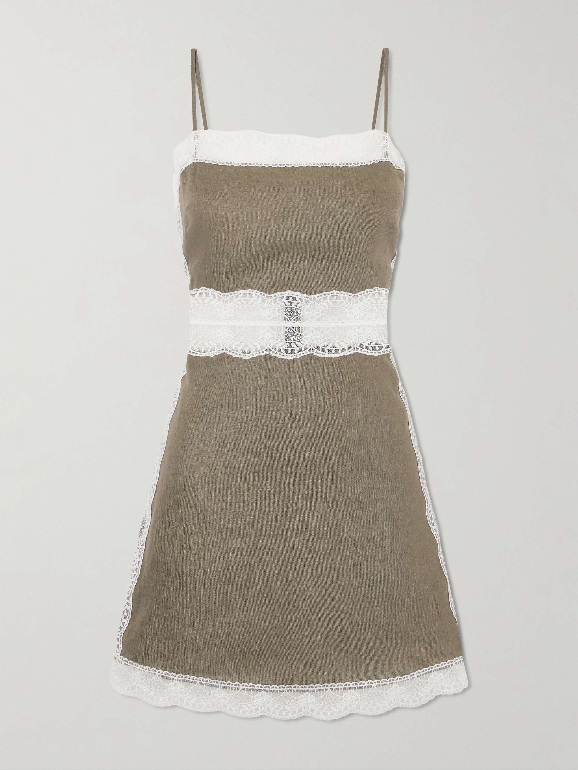 Amalina Lace-Trimmed Linen Mini Dress