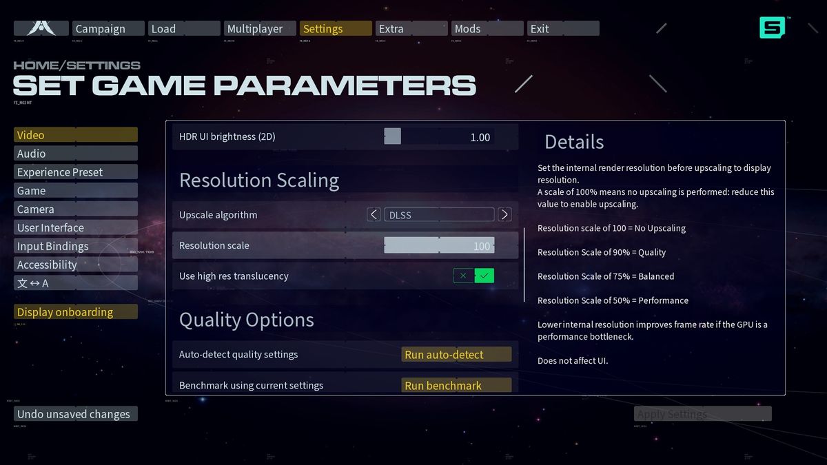 Homeworld 3 upscaling options