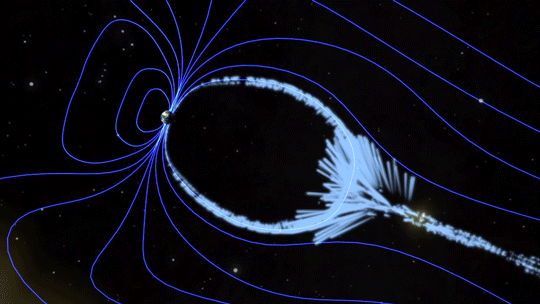 As twisted magnetic fields snap and realign, they fling particles across space at speeds approaching the speed of light. This process is called magnetic reconnection.