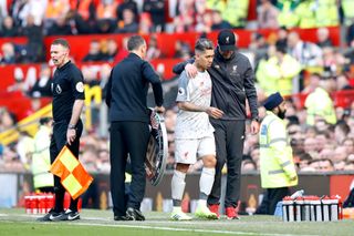 Roberto Firmino suffered an injury at Old Trafford