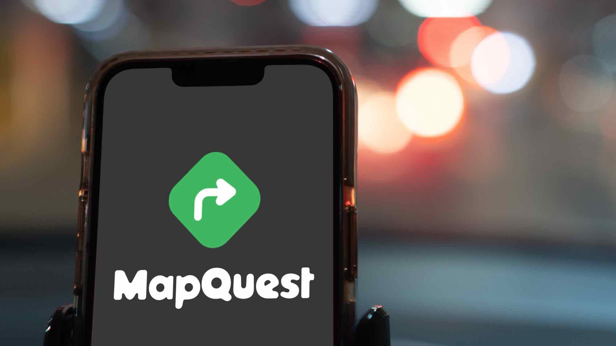 MapQuest logo on phone