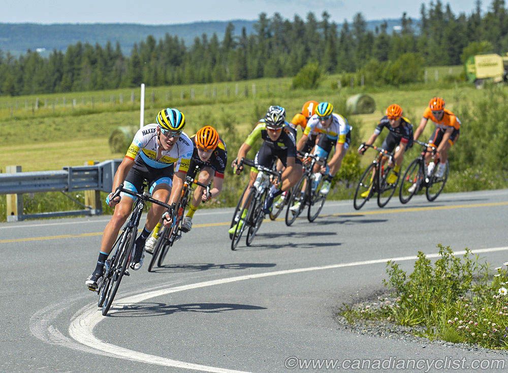 Hugo Houle (AG2R), Will Routley (Optum), Alex Cataford (Silber) and Rob Britton (Smartstop) join the 4 leaders late in the 3rd lap