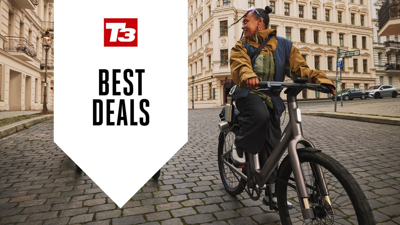 Cowboy Cross e-bike in use with deal overlay