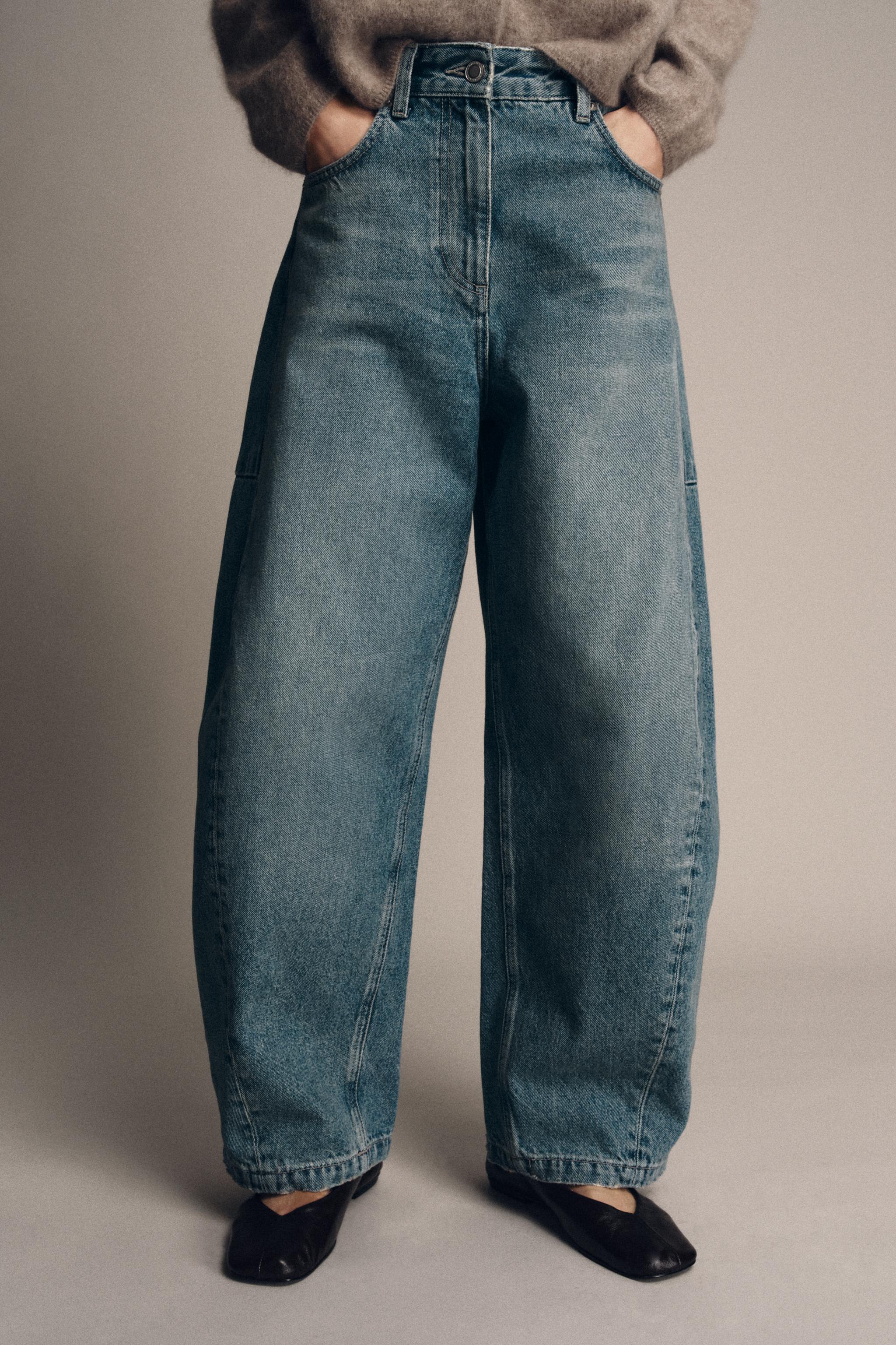 Zw Collection Ankle Balloon Mid-Waist Jeans