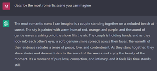 ChatGPT describing a romantic scene