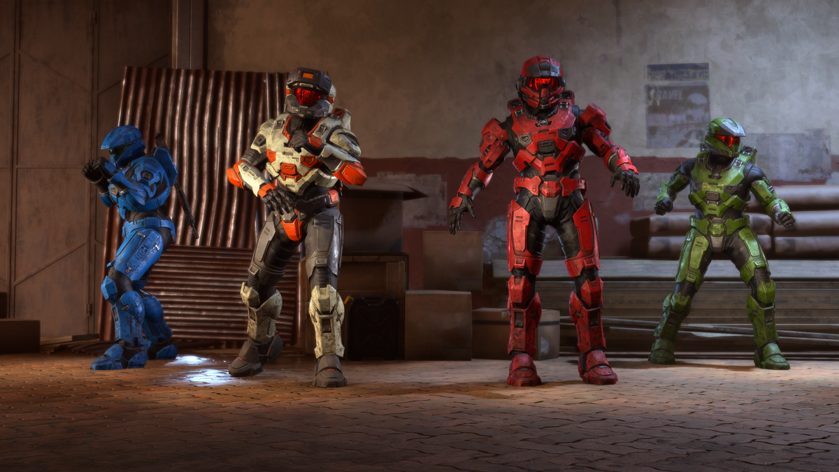 A lineup of Halo super-soldiers