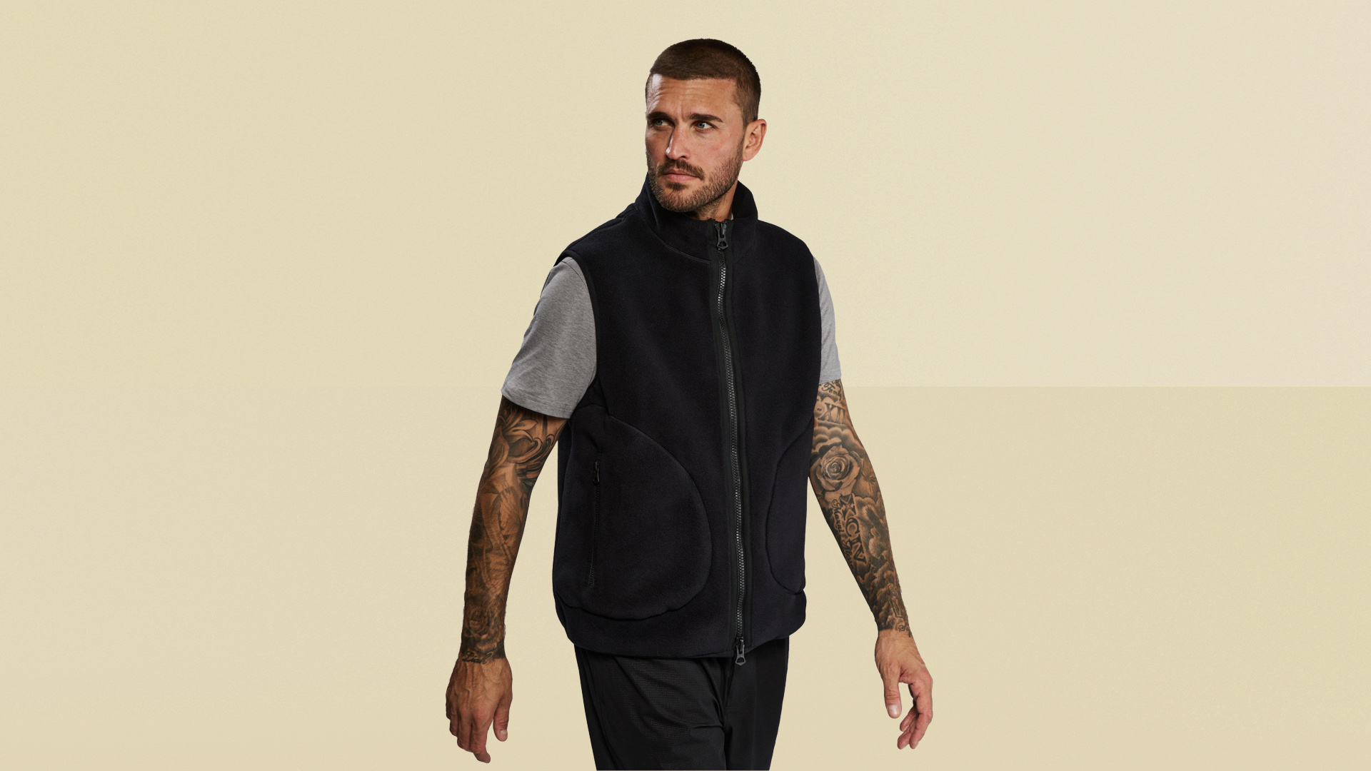 Vollebak Deep Sea Diver Vest on yellow background