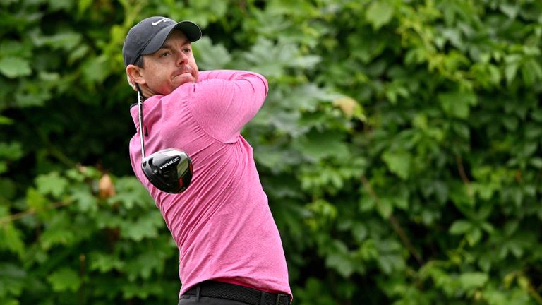 Rory McIlroy tees off during the first round of the 2022 RBC Canadian Open