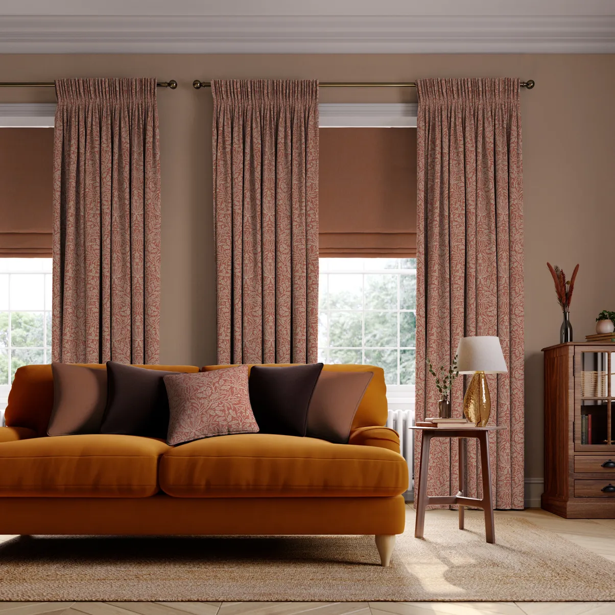 william morris patterned thermal curtains