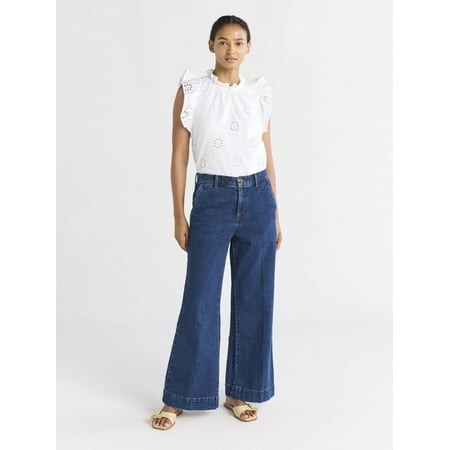 Free conference for women's wide-leg pants jeans, 28"30"and 32" Inseams, sizes 0-18
