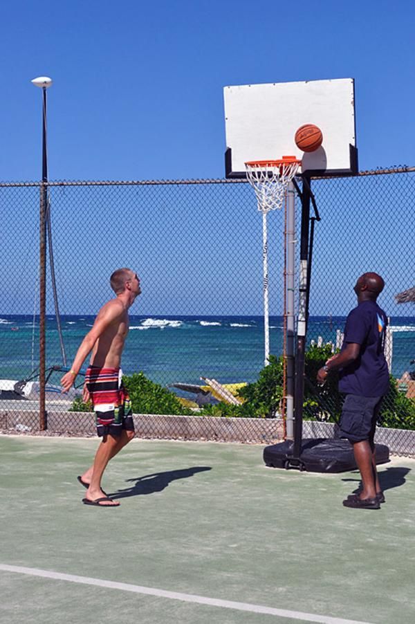 Ryder Hesjedal relaxes with some time on the basketball court