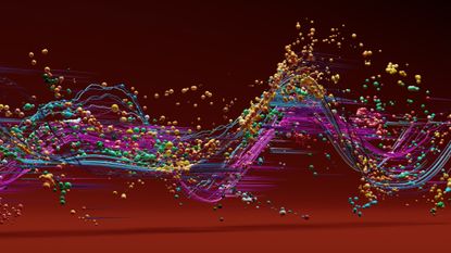 An illustration of particles behaving like a wave