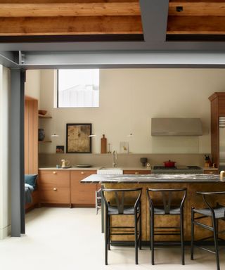 Kitchen with open wall space