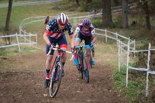 Stephen Hyde (USA) Cannondale Cyclocrossworld and giving chase to two riders off the front.