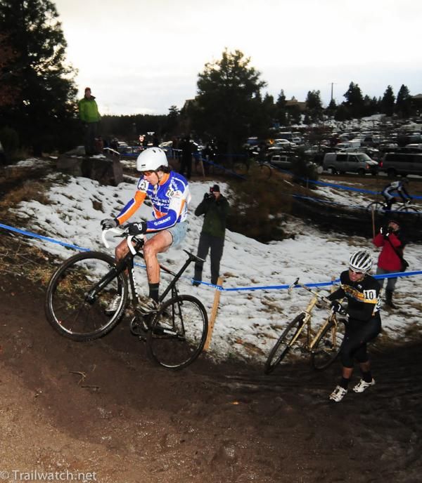 Adam Craig (Giant-Rabobank) attempted to ride the first steep pitch unsuccessfully.