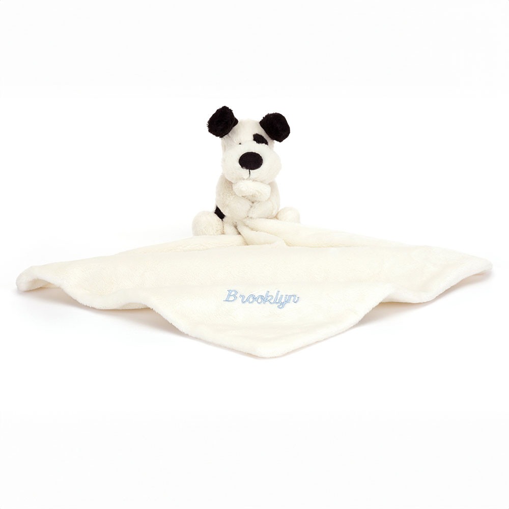 Jellycat, Personalized Bashful Black & Cream Puppy Soother