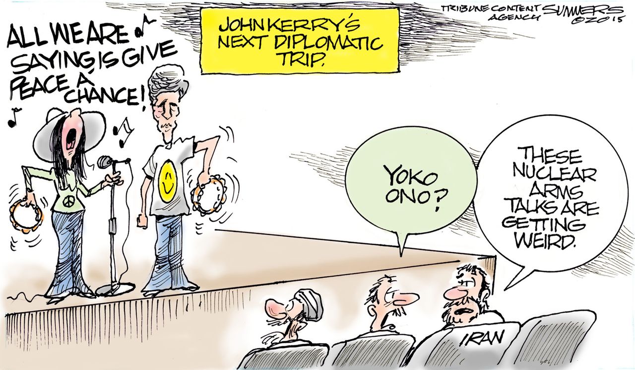 Political cartoon world Kerry Iran