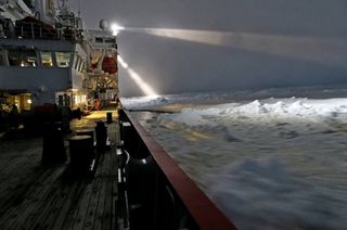 Heavy pack ice in the Weddell Sea has forced the British scientific research ship James Clark Ross to turn north to the Larsen A area.