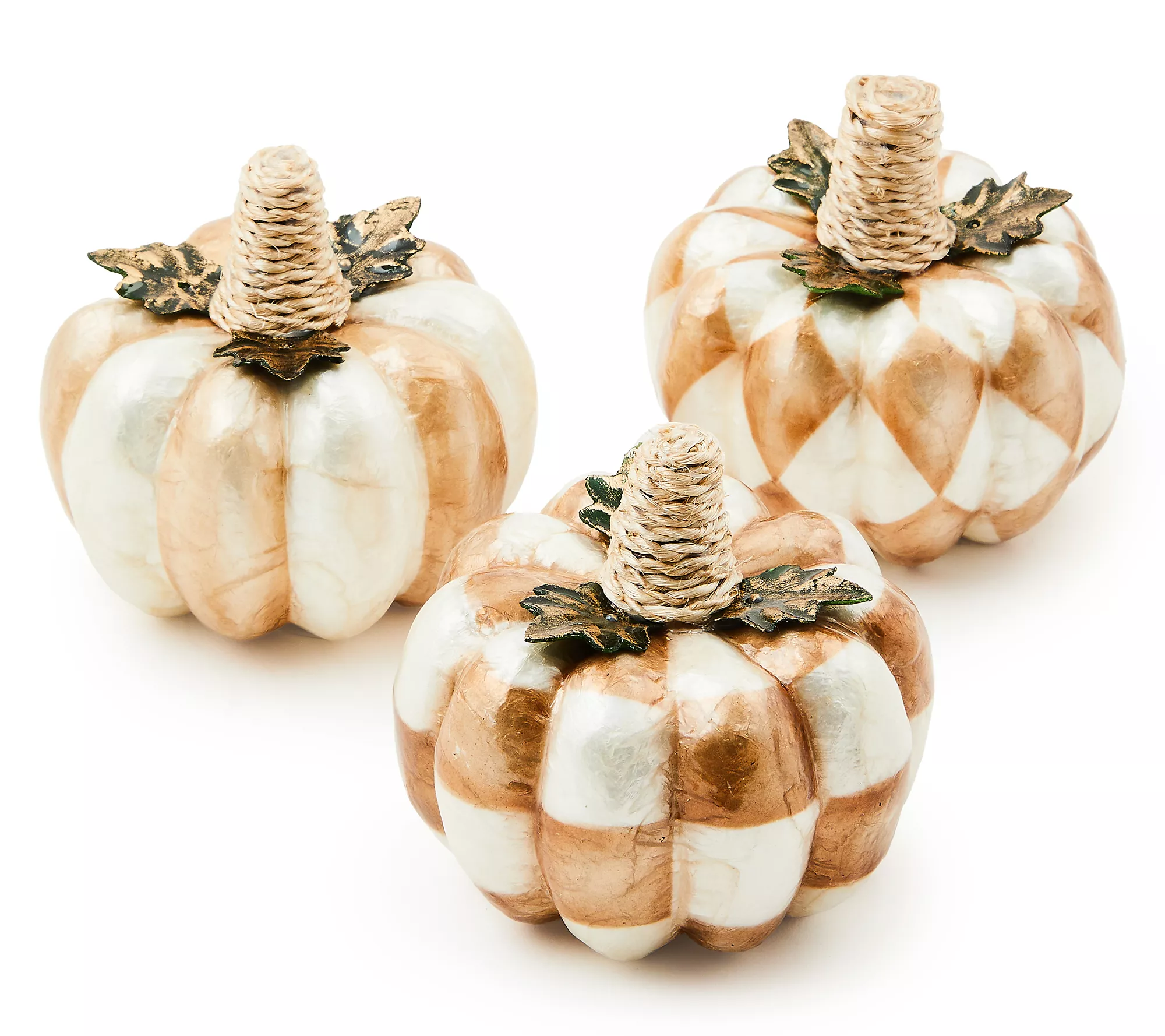 Mackenzie-Childs Mocha Capiz Pumpkins, Set of 3